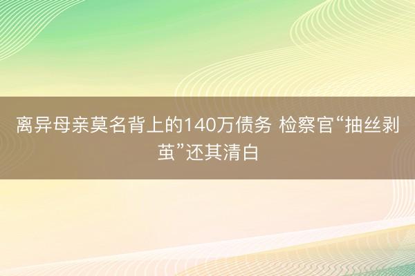 离异母亲莫名背上的140万债务 检察官“抽丝剥茧”还其清白