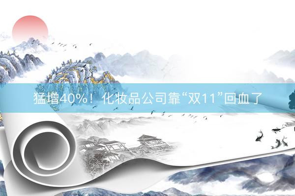 猛增40%！化妆品公司靠“双11”回血了