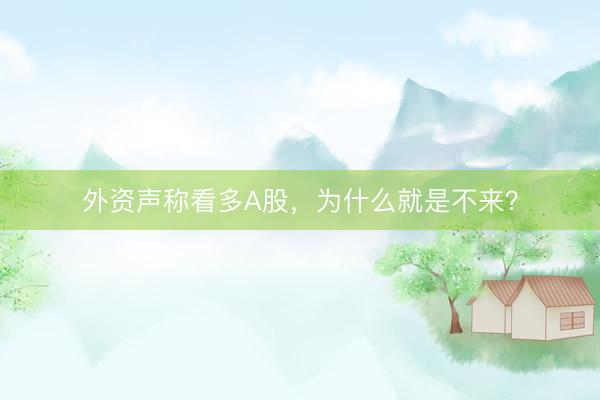 外资声称看多A股，为什么就是不来？