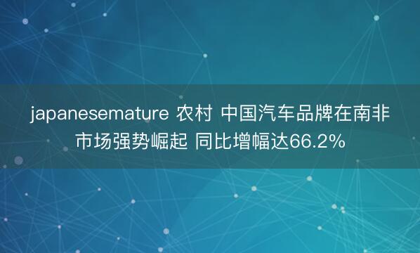 japanesemature 农村 中国汽车品牌在南非市场强势崛起 同比增幅达66.2%