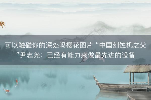 可以触碰你的深处吗樱花图片 “中国刻蚀机之父”尹志尧：已经有能力来做最先进的设备