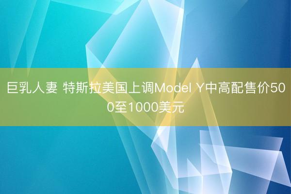 巨乳人妻 特斯拉美国上调Model Y中高配售价500至1000美元