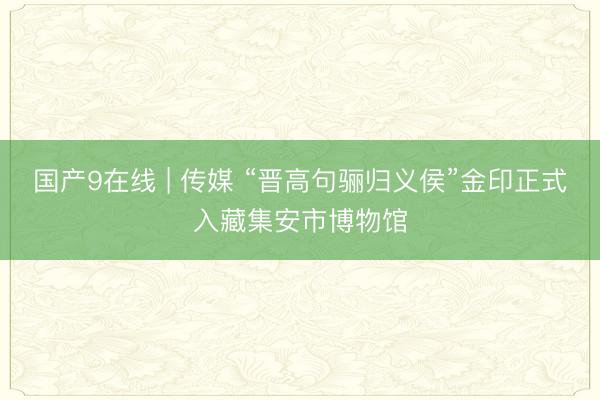 国产9在线 | 传媒 “晋高句骊归义侯”金印正式入藏集安市博物馆