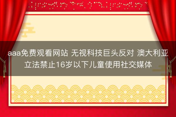 aaa免费观看网站 无视科技巨头反对 澳大利亚立法禁止16岁以下儿童使用社交媒体
