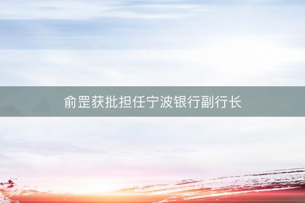 俞罡获批担任宁波银行副行长