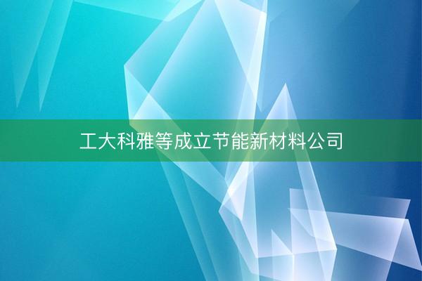 工大科雅等成立节能新材料公司