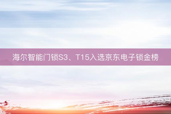 海尔智能门锁S3、T15入选京东电子锁金榜