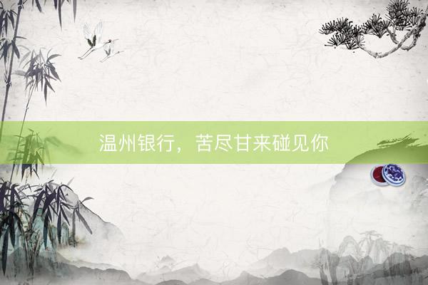 温州银行，苦尽甘来碰见你