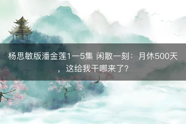 杨思敏版潘金莲1一5集 闲散一刻：月休500天，这给我干哪来了？