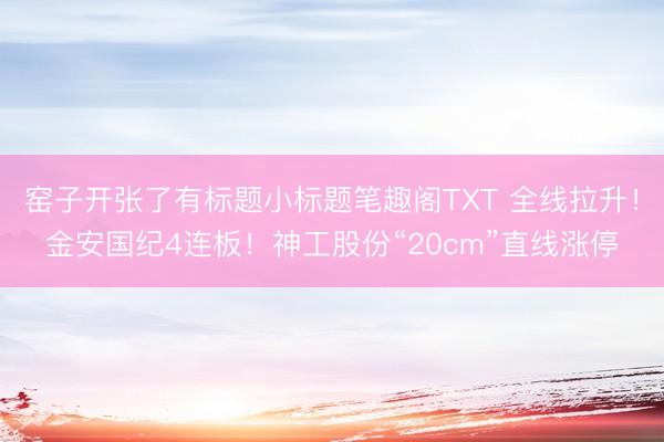 窑子开张了有标题小标题笔趣阁TXT 全线拉升！金安国纪4连板！神工股份“20cm”直线涨停
