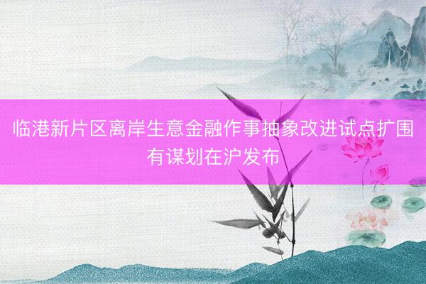临港新片区离岸生意金融作事抽象改进试点扩围有谋划在沪发布